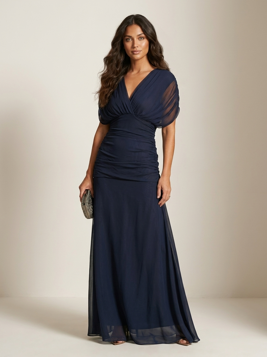 Women's Pleated Evening Dress – Formal Maxi Dress