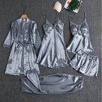 Women's Satin Pajama Set – Lace Sleepwear Set