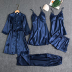 Women's Satin Pajama Set – Lace Sleepwear Set