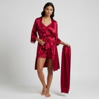Women's Satin Pajama Set – Lace Sleepwear Set