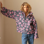 Women's Floral Sherpa Sweater – Oversized Boho Print Pullover