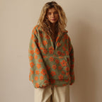 Women's Floral Sherpa Sweater – Oversized Boho Print Pullover