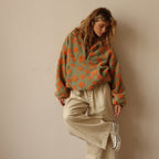 Women's Floral Sherpa Sweater – Oversized Boho Print Pullover