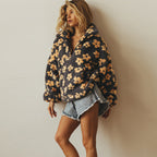 Women's Floral Sherpa Sweater – Oversized Boho Print Pullover