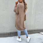 Women's Textured Knit Cardigan – Open Front Longline Sweater