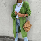 Women's Textured Knit Cardigan – Open Front Longline Sweater