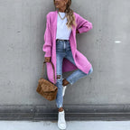 Women's Textured Knit Cardigan – Open Front Longline Sweater