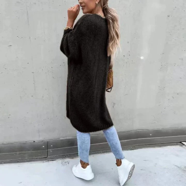 Women's Textured Knit Cardigan – Open Front Longline Sweater