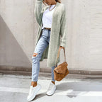 Women's Textured Knit Cardigan – Open Front Longline Sweater