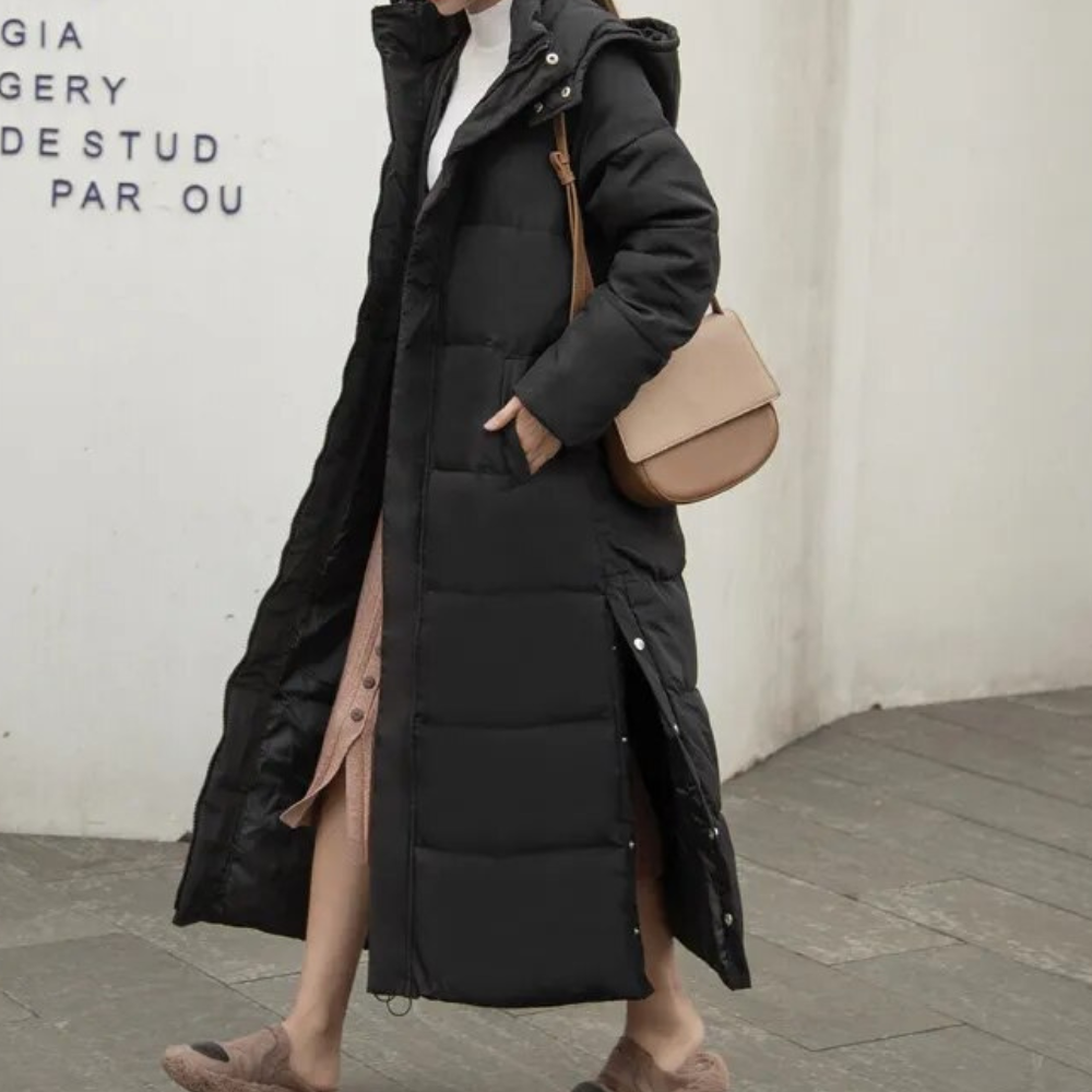 Women's Hooded Puffer Coat – Long Quilted Cold Weather Winter Jacket