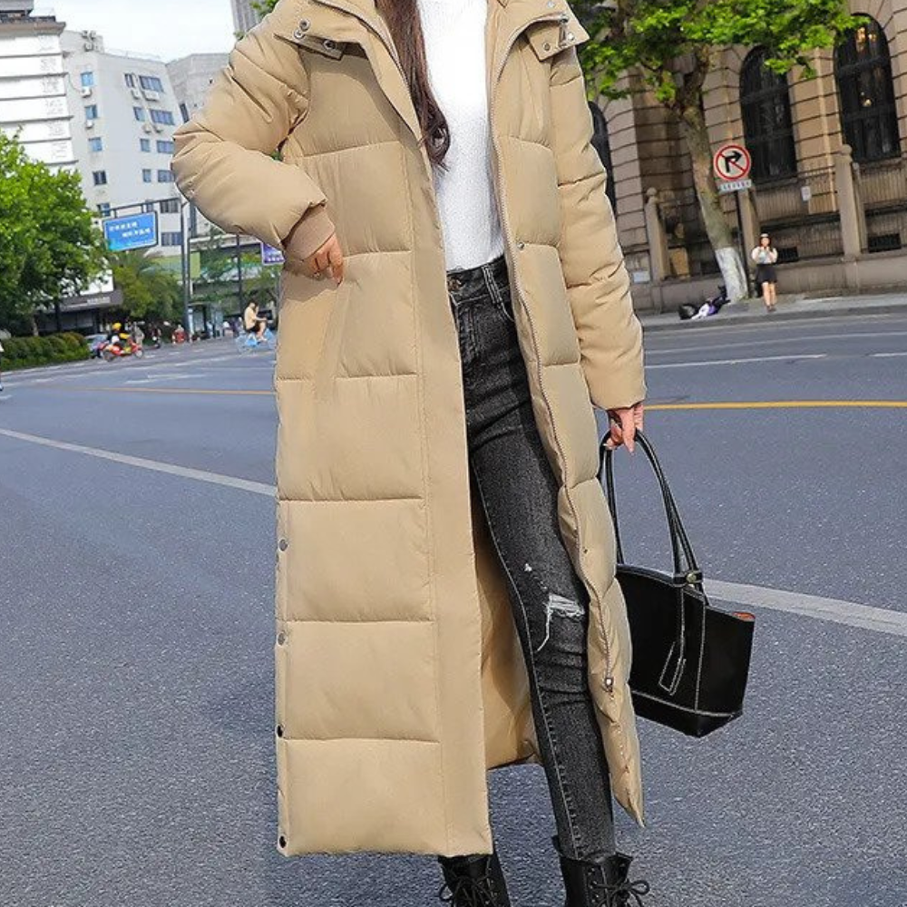 Women's Hooded Puffer Coat – Long Quilted Cold Weather Winter Jacket