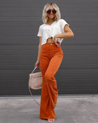 Women's High Waist Flared Pants – Long Leg Retro Style Trousers