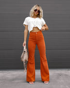 Women's High Waist Flared Pants – Long Leg Retro Style Trousers