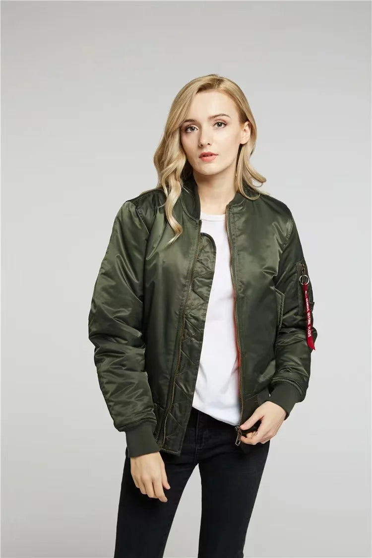 Women's Flight Bomber Jacket – Classic MA-1 Zip Front Jacket