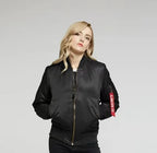 Women's Flight Bomber Jacket – Classic MA-1 Zip Front Jacket