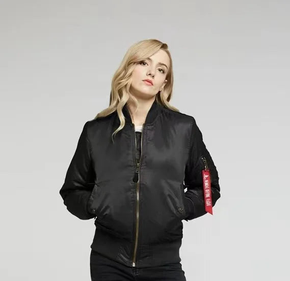 Women's Flight Bomber Jacket – Classic MA-1 Zip Front Jacket