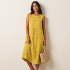 Women's Embroidered Midi Dress – Sleeveless Summer Dress
