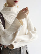 Women's Fitted Turtleneck Sweater – Ribbed High Neck Long Sleeve Sweater