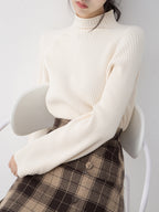 Women's Fitted Turtleneck Sweater – Ribbed High Neck Long Sleeve Sweater