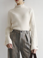Women's Fitted Turtleneck Sweater – Ribbed High Neck Long Sleeve Sweater