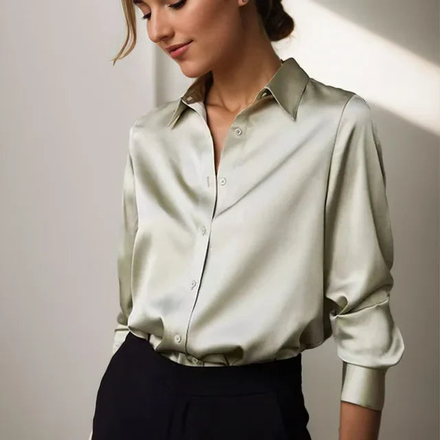 Women's Button Down Blouse with Relaxed Fit and Classic Collar