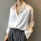 Women's Button Down Blouse with Relaxed Fit and Classic Collar