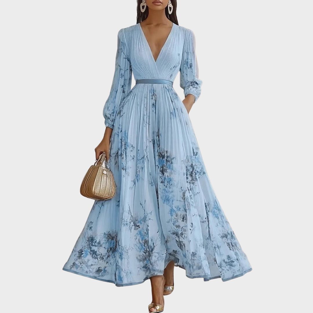 Women's Sleeveless Pleated Midi Dress – Floral Wedding Guest Occasion Dress