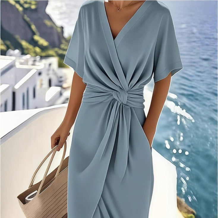 Women's Wrap Midi Dress – Side Slit Dress