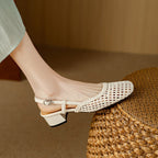 Women's Braided Slingback Sandals – Block Heel Dress Sandals