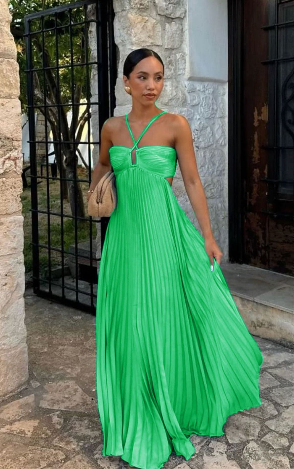 Women's Pleated Strapless Dress – Adjustable Strap Formal Occasion Dress