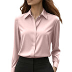 Women's Button Blouse with Classic Collar and Relaxed Fit