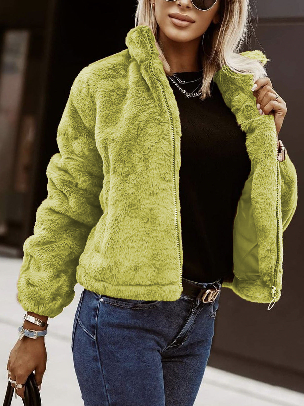 Women's Teddy Bomber Jacket – Soft Zip-Up Jacket