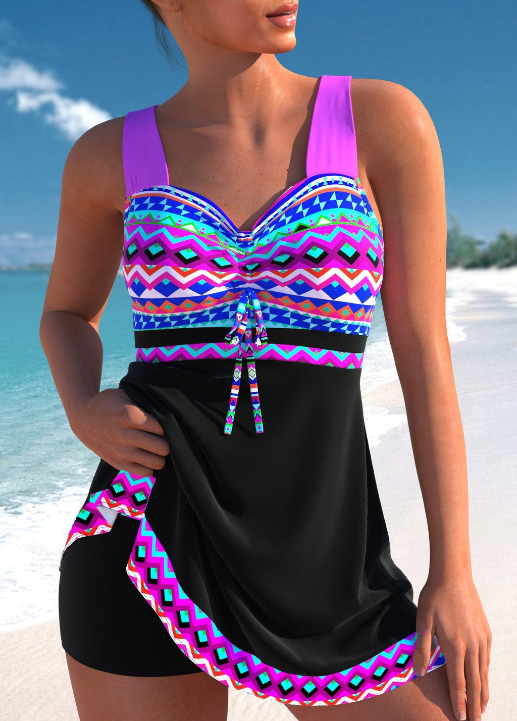 Women's Patterned One-Piece Swimsuit – Printed Swimwear – Gladys