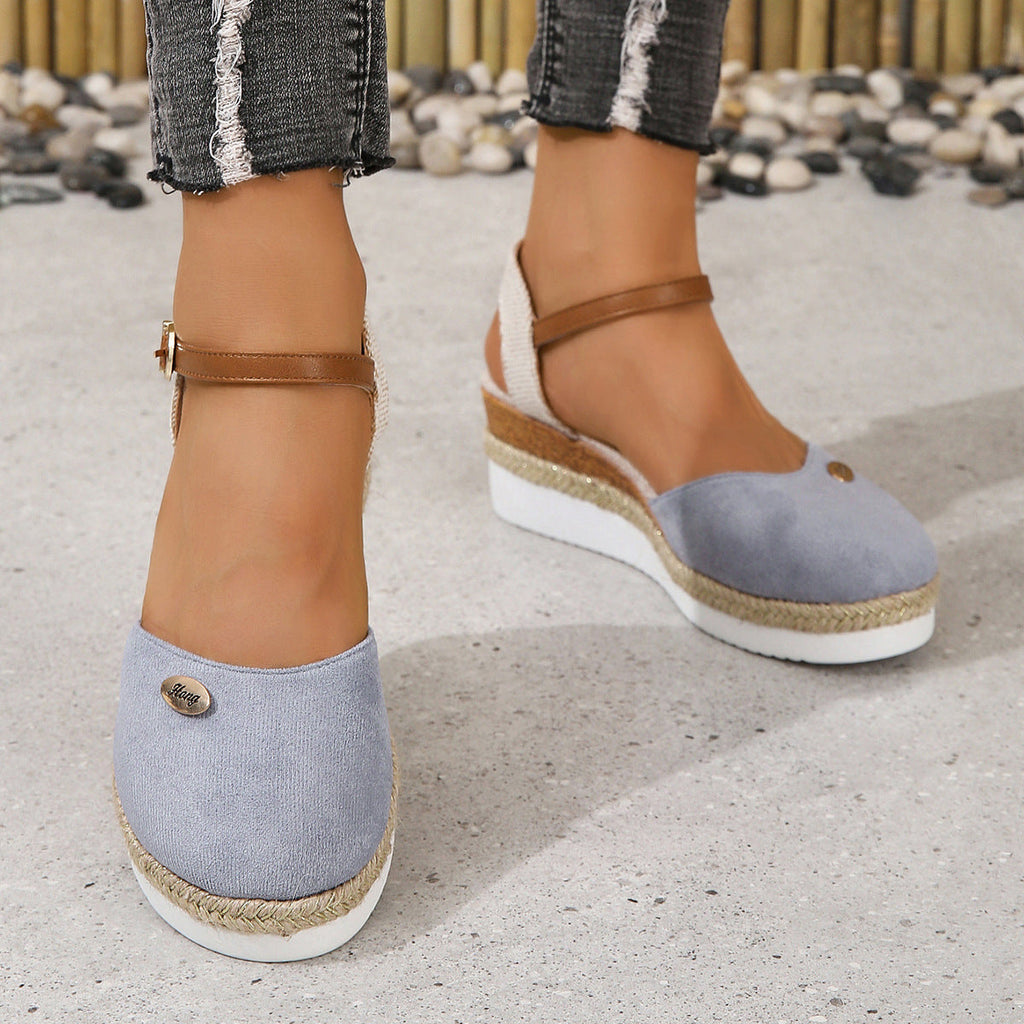 Women's Wedge Sandals with Woven Straps and Cushioned Sole