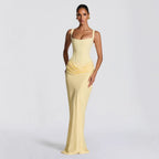 Women's Fitted Maxi Dress – Deep V-Neck Dress