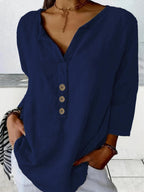 Women's Collared Button Blouse – Relaxed Long Sleeve Shirt Blouse