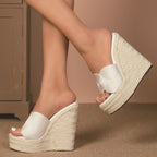 Women's Wedge Heels with Cushioned Footbed and Open Toe
