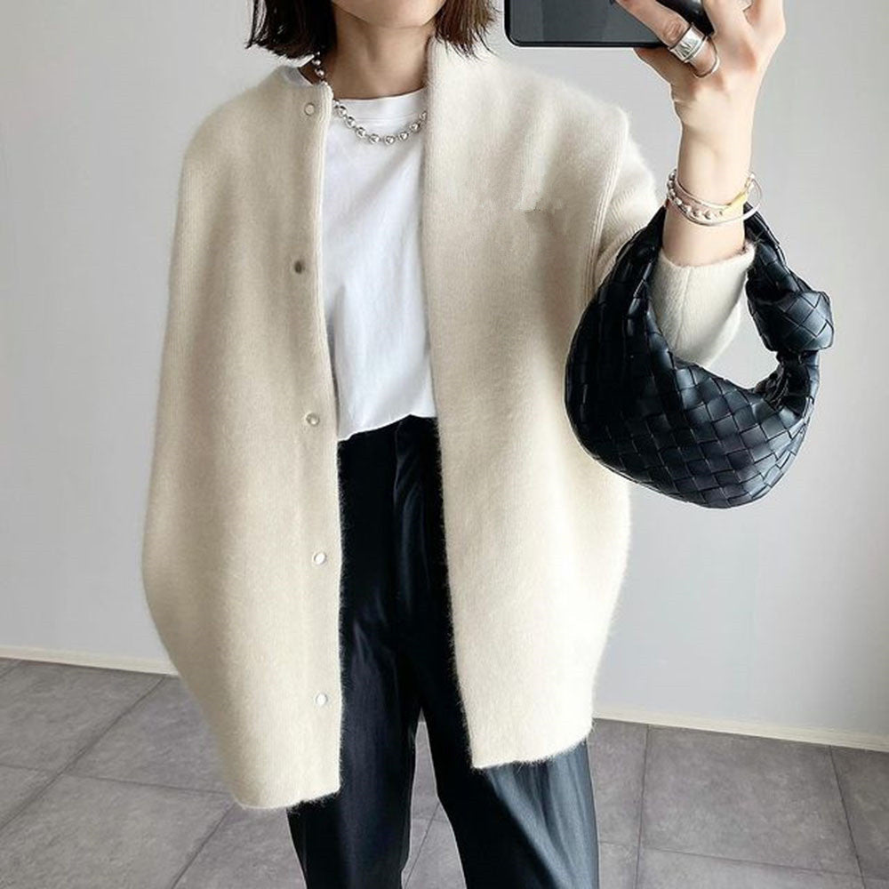 Women's Mid-Length Cardigan – Relaxed Button Sweater