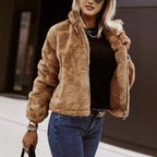 Women's Teddy Bomber Jacket – Soft Zip-Up Jacket