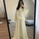 Women's Tiered Maxi Dress – Bell Sleeve Gown