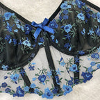 Women's Floral Lace Bra Set – French Style Bra & Matching Panty Set