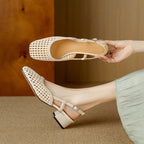 Women's Braided Slingback Sandals – Block Heel Dress Sandals