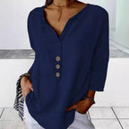 Women's Collared Button Blouse – Relaxed Long Sleeve Shirt Blouse