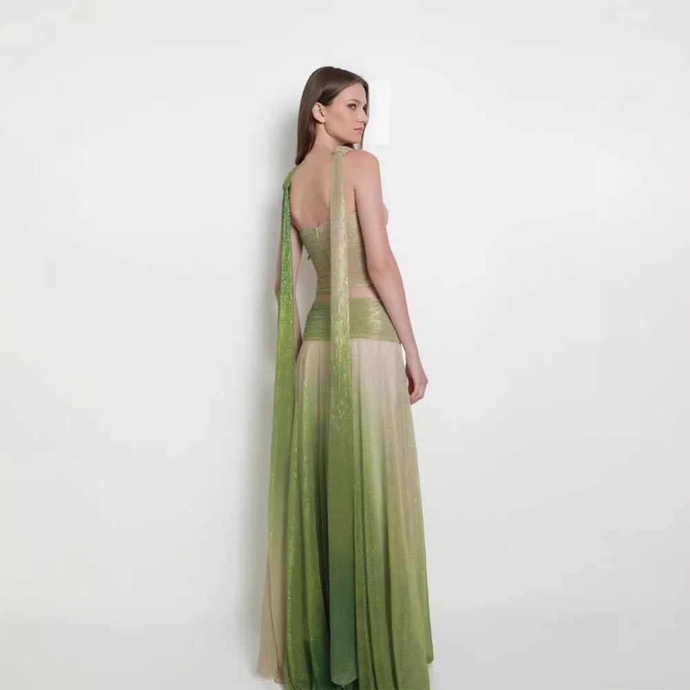 Women's Ombre Maxi Dress – Spaghetti Strap Flowing Evening Gown