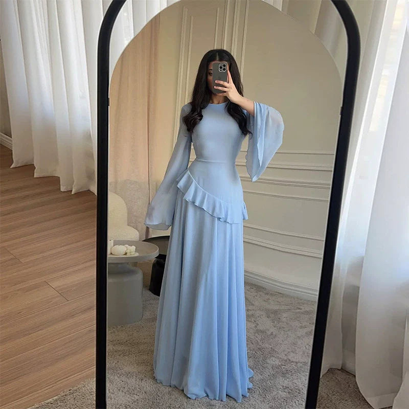 Women's Tiered Maxi Dress – Bell Sleeve Gown