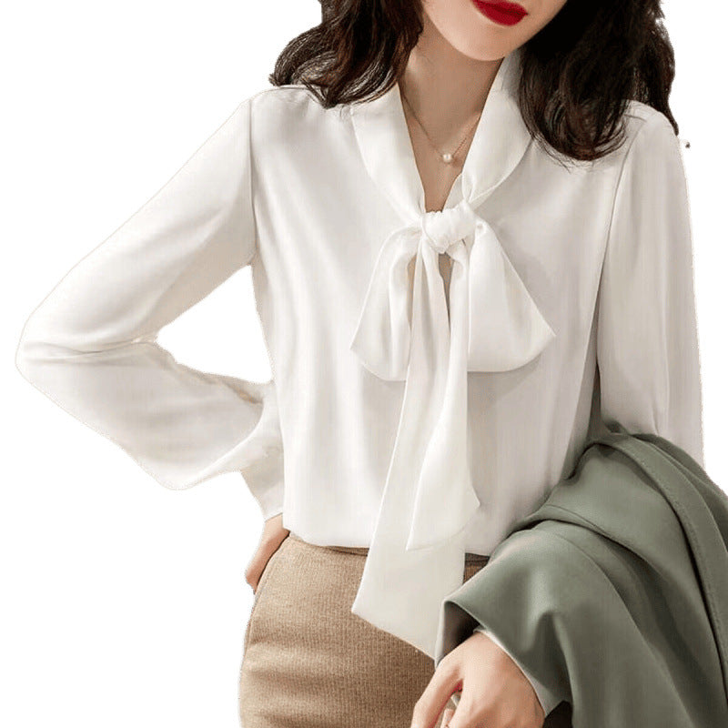 Women's Belted Tie Neck Blouse – Long Sleeve Dressy Statement Blouse