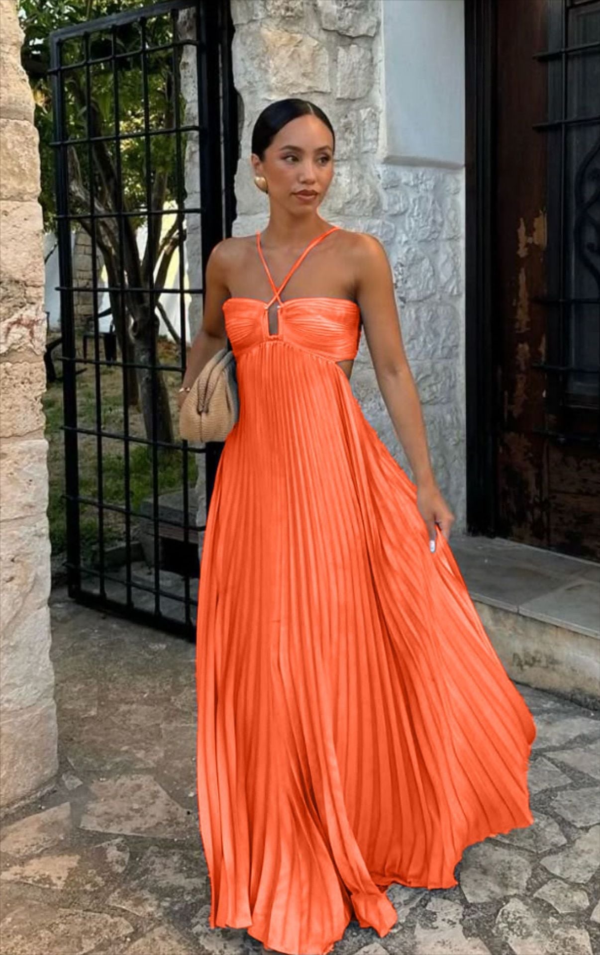 Women's Pleated Strapless Dress – Adjustable Strap Formal Occasion Dress