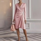 Women's Asymmetrical Wrap Dress – Deep V-Neck Ruffle Cocktail Dress
