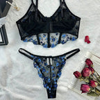 Women's Floral Lace Bra Set – French Style Bra & Matching Panty Set