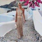 Women's Sequin Evening Dress – Side Slit Gown